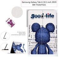 Samsung Galaxy Tab A 10.1 inch 2019 SM T510 T515 Tablet Magnetic Case Stand Cover Flip Casing Cute Music Doll Pattern Sweat Proof Case