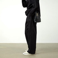 黑色四季款日本進口棉乾爽寬松直筒休閒長褲西褲女裝 杲果GAOGUO