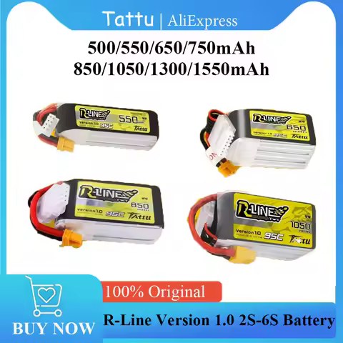 Tattu R-Line Version 1.0 2S 3S 4S 6S 550-1800mAh Lithium Battery with XT30 XT60 Plug