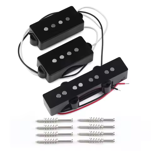 FLEOR Alnico 5 PJ Bass Pickups Neck Bridge Pickup Set 9K+7K for for PB &JB 4 Strings Bass