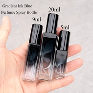 5ML 9ML 20ML Gradient Ink Blue Square Glass Perfume Spray Bottle Portable Empty Refillable Sample