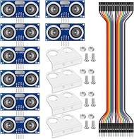 8pcs HC-SR04 Ultrasonic Sensor Module 3-5V with 4pcs Mounting Bracket Distance Sensor + 2pcs 20CM 10