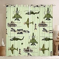 3D Army Helicopter Window Drapes Airplane Tank Window Curtains for Bedroom Living Room for Kids Boys