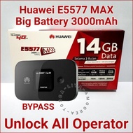 Modem E5577 Max Mifi 4G Huawei Wifi Unlock BYPASS 3000mAh TSEL 14GB -