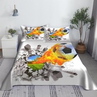 Soccer Football Bed Sheet Set Digital Printing Polyester Bed Flat Sheet With Pillowcase Print Beddin