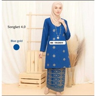 Kurung Riau Princess + free veil Songket Cotton 100% Songket Tenun Floral design muslimah wear per