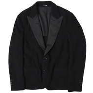 DOLCE&GABBANA 義大利製燕尾服式修身西裝外套，翻領設計，46碼，黑色，雙扣。 （二手）