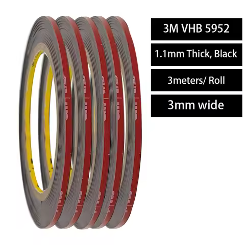 wholesales 5 Rolls 3mm Wide 3M VHB 5952 Double Sided Acrylic Foam Adhesive Tape Heavy Duty Mounting