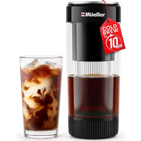 Mueller RapidBrew Cold Brew Iced Coffee Maker – 10 Min Fast Brew Portable Rechargeable Cold Brew Mac