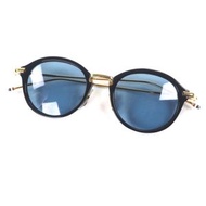 THOM BROWNE Boston EyewearブラウンTB-011F-T-46，深海軍藍鏡框，金色鏡片，藍色，尺寸 49□21-150，日本製造，附盒子，狀況極佳。