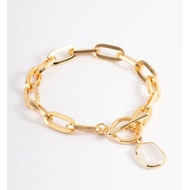 Lovisa Gold Plated Clear Quartz Oval Chain T&O Bracelet