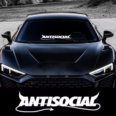 Antisocial Car Windshield Sticker Auto Body Rear Window Decal For VW Tesla Honda Toyota BMW Audi Sea