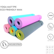 Guaranteed HAPPYFIT - Yoga Mat Reversible TPE 4mm Eco Friendly (FREE STRAP)/Yoga Mat/Sports Mat/TPE Mat.