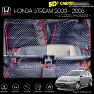 🔥NEW🔥HONDA STREAM 2000 - 2006 RN1 - RN5 DEVIL BLACK DIAMOND CAR MAT CAR FLOOR CARPET (3 Row)