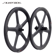 SILVEROCK 5 Spokes Carbon Wheels 406 20in Disc Brake Clincher IS 6 Bolt 11s or XDR 12s for BIRDY Disc Brake Folding Bike Wheelset