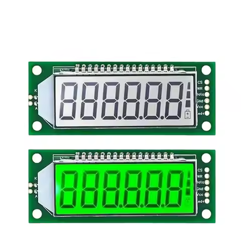 LCD Module 2.4 inch 6-Digit 7 Segment LCD Display Module HT1621 LCD Driver IC with Decimal Point Whi