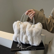 Bag Female Autumn New Style Fairy Furry Bag Pleated Cloud Bag Furry Hand-Carrying Small Bag Messenge