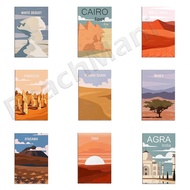 Stunning Travel Poster Collection Cairo Agra IndiaPakistan Thar Egypt Mongolian Gobi Wahiba Sands Is
