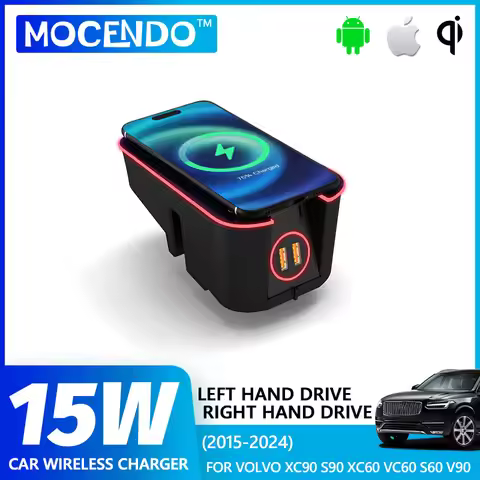 Car 15W Wireless Charger Induction Fast Charging For volvo xc90 xc60 s90 v90 new 2020 s60 v60 2015 2