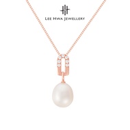 Lee Hwa Jewellery Nacre Diamond Pendant and Diane 14K Rose Gold Pearl Earrings