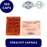 Foralivit Capsule Ferrous + Folic Acid + Vitamin B Complex l 50 & 100 Caps