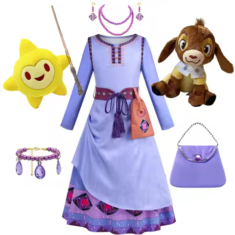 Wish Asha Dress Children Cosplay Costume Halloween Princess Theme Party Outfits 3 Pcs Sets Role Play
