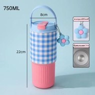 ONDA สเตนเลส แก้วน้ำเย็นจัด750ml แก้วเก็บความร้อนแบบมีหลอดสำหรับเด็กผู้หญิงแก้วมีความจุขนาดใหญ่