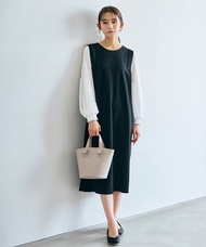 全新日本 GROVE 黑併白色LACE袖造型連身裙 (官網同步) ON SALES$148 全場現貨