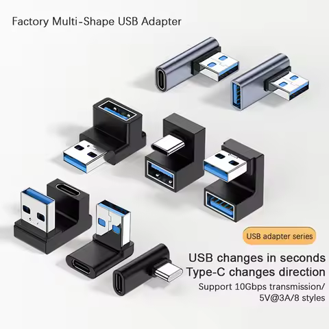 【C】USB-A Phone Adapter 90° USB C To USB A Adapter Right Angle USB A 3.0 Male To USB Type C Connector