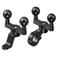 Aluminum Alloy Handlebar Clamp Rearview Mirror Mount Base Dual 1inch Ball Head for Gopro Action Camera Motorcycle Phone Holder