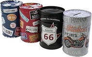 Jameitop® Set of 4 Money Boxes 12 cm - Retro Tin Tin in Route 66 Design | Not to Open | Motorcycle &