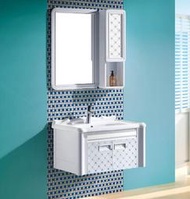 FUO衛浴:80公分 合金材質櫃體 陶瓷盆浴櫃組(含鏡子,邊櫃,龍頭) T9024