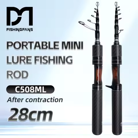 FISHINGFANS Medium Light Telescopic Lure Rod Travel Carbon Handle Solid carbon tip Fishing Rod ML Po