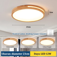 【COD】Lampu Plafon Minimalis Modern Lorong Dekorasi Bulat Persegi Tekstur Kayu Pvc 24/36/45 Watt 3 Wa