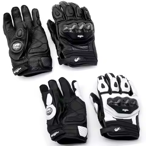 Motorcycle biker Leather Gloves Carbon Fiber Protective Gloves Men Motocross Motorbike Glove Biker R
