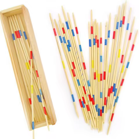 1 Set Traditional Mikado Spiel Pick Up Sticks With Box Multiplayer Game Kids Educational Wooden Boar