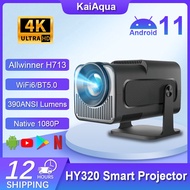 KaiAqua HY320 Newly 4K Native 1080P Android 13 Projector 350ANSI Wifi6 BT5.0 Cinema Outdoor Portable