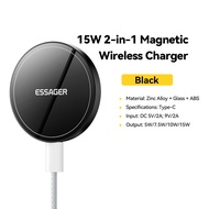 Essager 15W ที่วางโทรศัพท์แม่เหล็กสำหรับชาร์จโทรศัพท์แบบไร้สาย ที่วางโทรศัพท์มือถือสำหรับอะแดปเตอร์โ