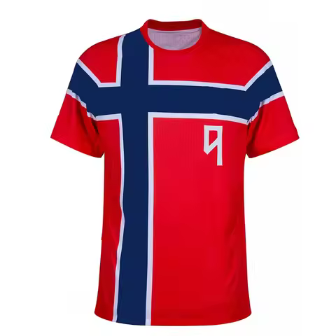 Jersey Soccer Haaland SUMMER Haaland 9 Norway Soccer Jersey Norwegian Flag Cross Print Dual-sided Br
