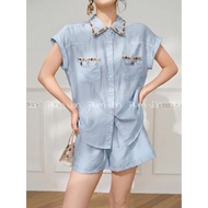 Elaborate Beading Slimming Short Set