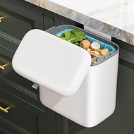 CTIME Kitchen Compost Bin 2.6 Gallon, Hanging Small Trash Can for Countertop or Under Sink, Indoor F