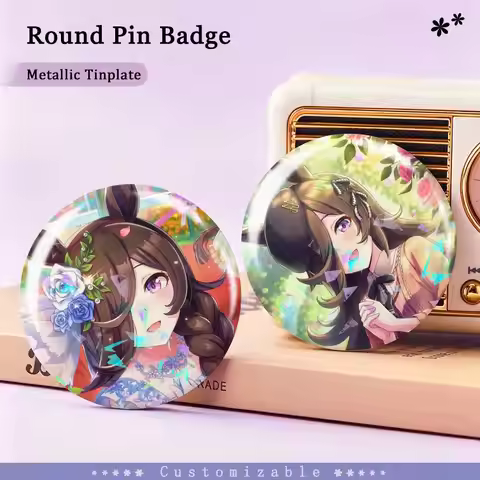 Umamusume-P-D R-Rice Shower Custom Tinplate Round Button Badge Pins Brooches
