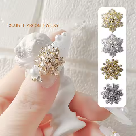 2PCS 3D Luxury Alloy Rotatable Nail Art Charms Gem Crystal Diamond Accessories Christmas Nail Decora