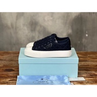 Prada Canvas Shoes - High-Density Canvas & Sheepskin Lining, Stylish Casual Sports With Added Height