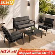 EC Outdoor Table Chair Set Sofa Chair Waterproof Table and Chair Set UV Resistant Plastic Wood Balco