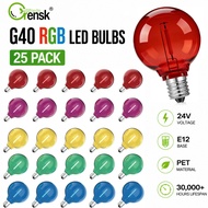25pcs G40 RGB LED Bulb 24V E12 Base Dimmable Globe Bulbs Edison Bulb Replacement For Outdoor Solor S