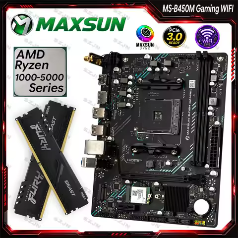MAXSUN-B450M Gaming WIFI AM4 Motherboard for Ryzen 5 5600 1000-5000 DDR4 DDR4 Max 64GB OC WiFi 5 M.2