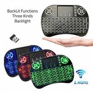 1 I8 2.4GHz Mini Wireless Keyboard With Touchpad And QWERTY Keyboard, Arabic Remote Control, LED Bac