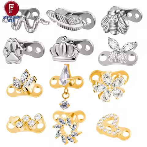 F136 Titanium piercing Helix conch Skin Grafting Nail Zircon Dermal Anchor 16g Thread Piercing Butte