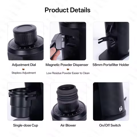 CAFOVO G183C Electric Single Dose Coffee Grinder 250RPM 83mm 12-core Conical Burr Grinder for Espres